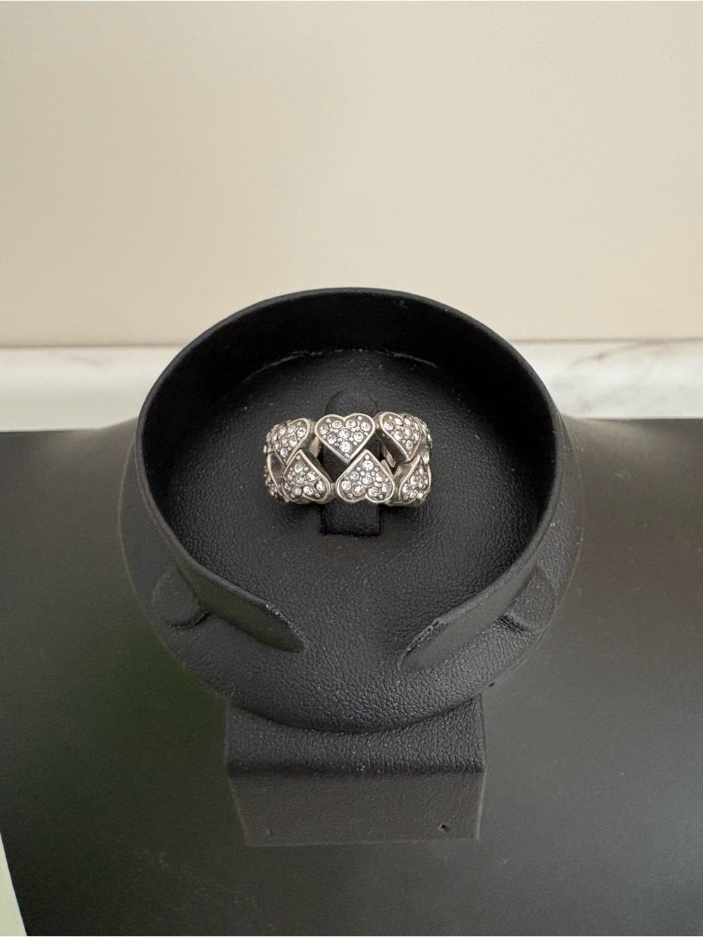 Brighton Silver-Tone Heart Pavé Crystal Ring - Picture 2 of 3